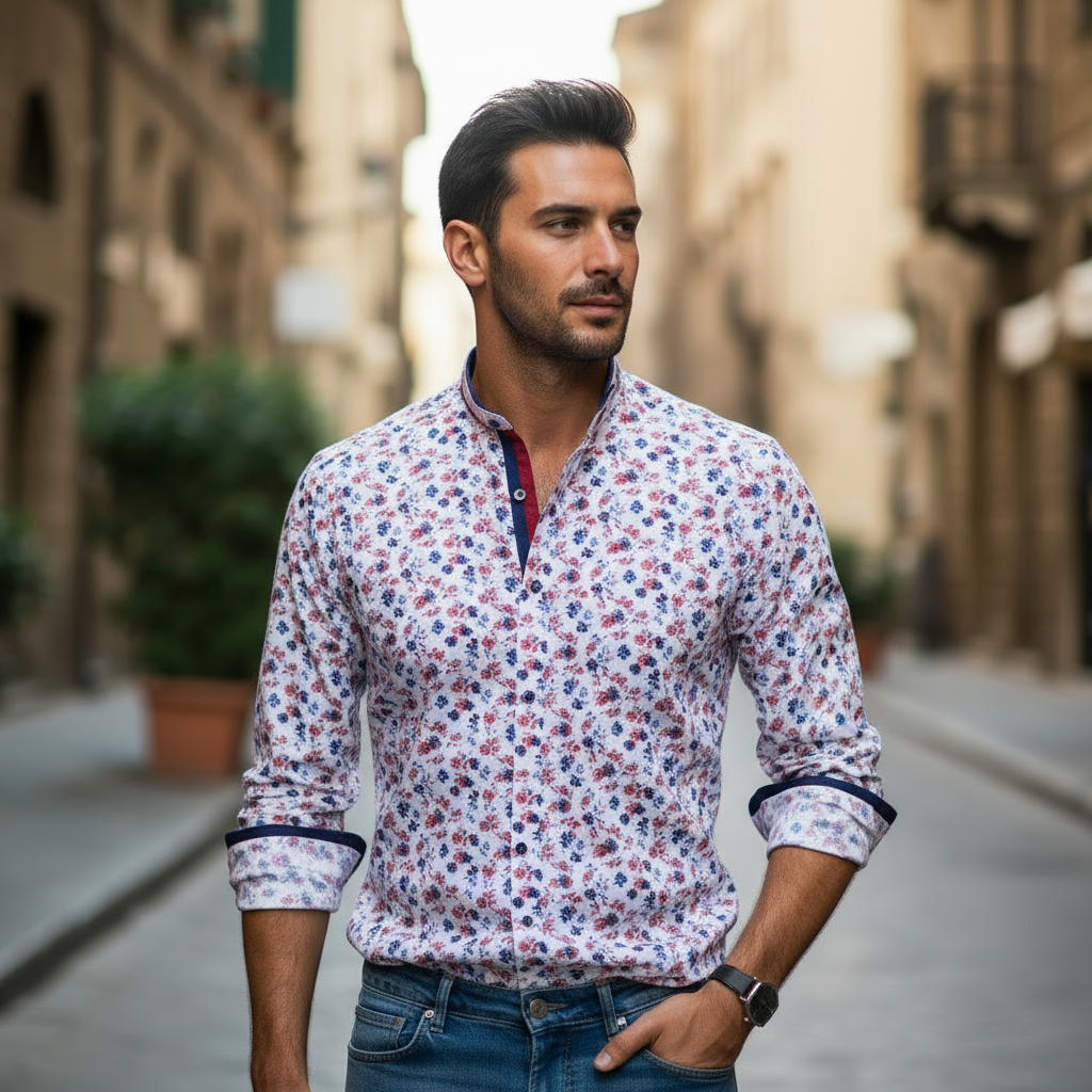 Camicia Uomo Bianca con Fantasie – Bread & Buttons Elegante