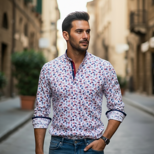 Camicia Uomo Bianca con Fantasie – Bread & Buttons Elegante