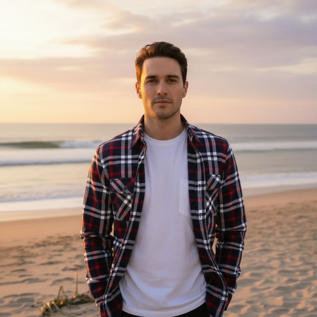 Camicia Uomo Flanella Tartan Blu Rosso Bianco – Bread & Buttons