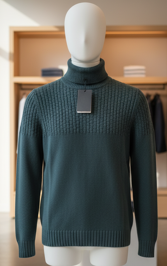 Maglione Uomo Enrico Coveri Collo Alto in Lana e Cotone – Grigio o Blu Antracite