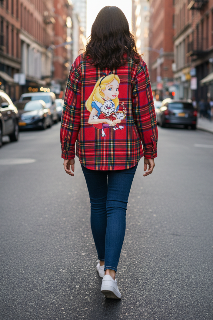 Camicia donna in flanella con stampa – fantasia esclusiva cartoon & casual-chic