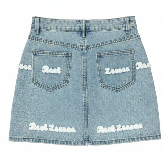 Gonna Jeans Donna con Scritta Ricamata