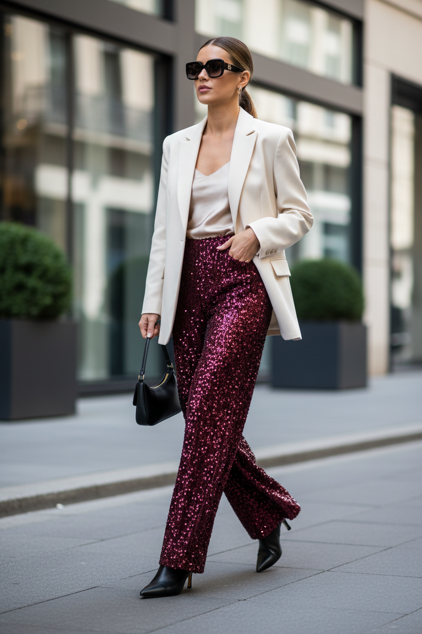 Pantalone con Paillettes Donna Made in Italy – Eleganza Glamour per Feste e Serate Speciali