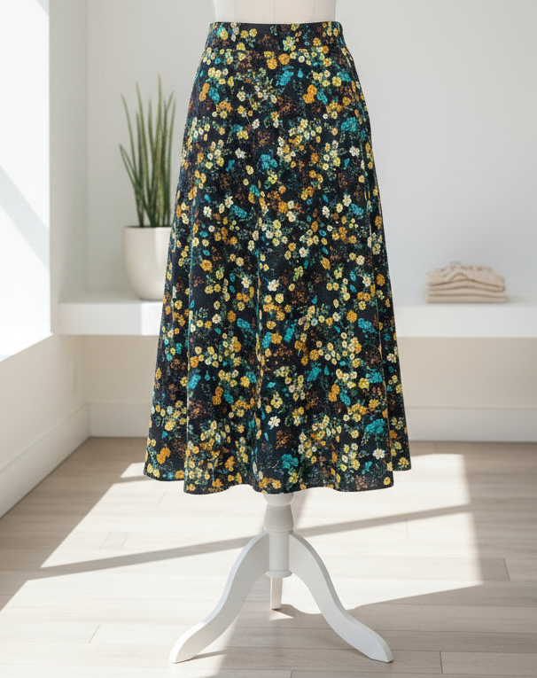 Gonna Midi Svasata a Fiori Donna – Eleganza Romantica Made in Italy