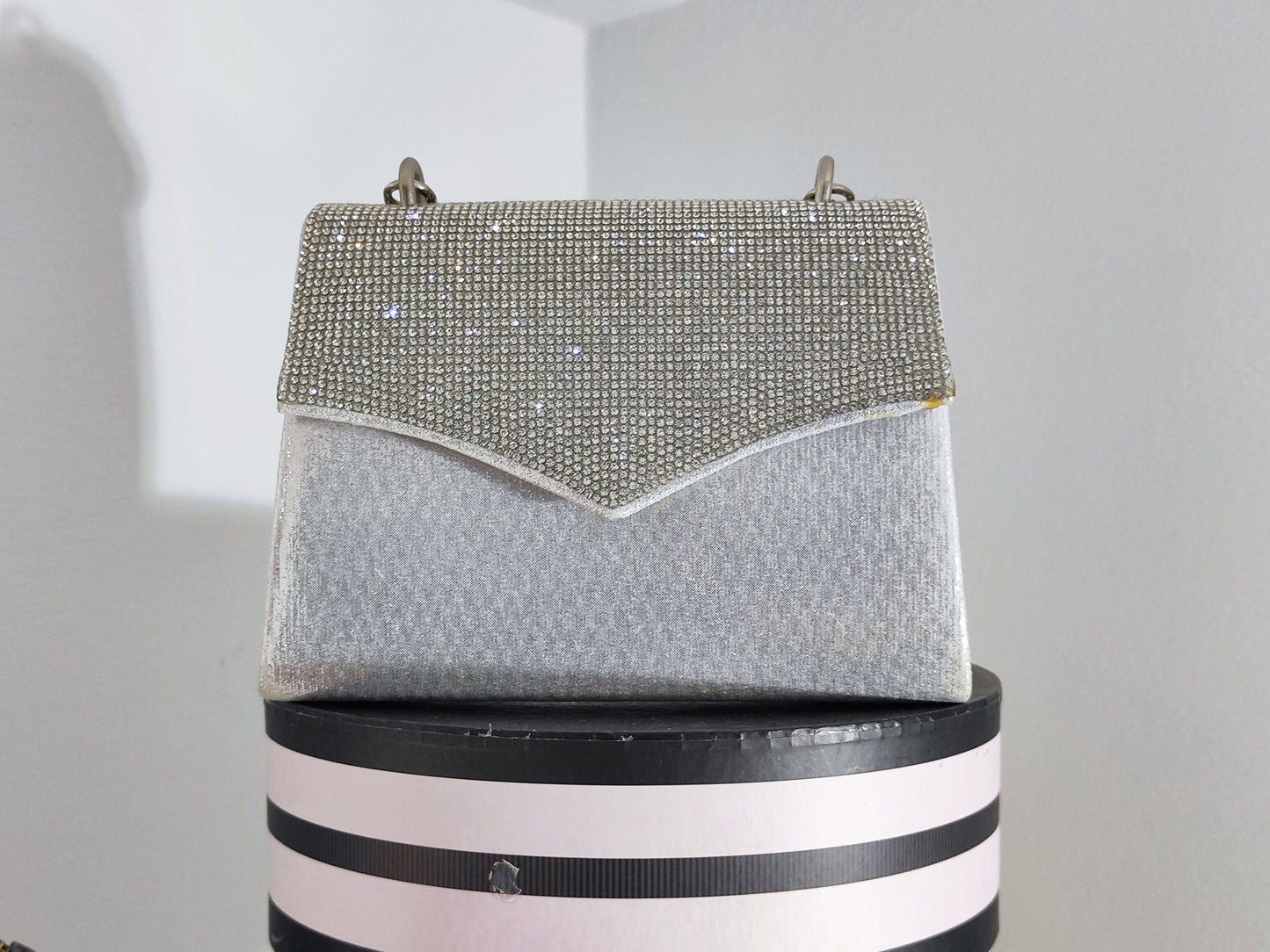 Pochette da Sera Argento con Strass | Clutch Elegante Cerimonia Glitter