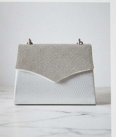 Pochette da Sera Argento con Strass | Clutch Elegante Cerimonia Glitter