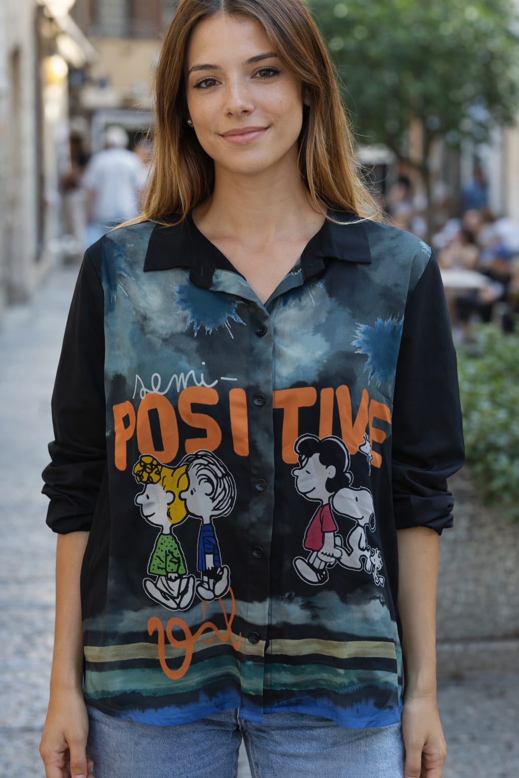 Camicia Donna Snoopy 'Positive' Taglia Unica Made in Italy