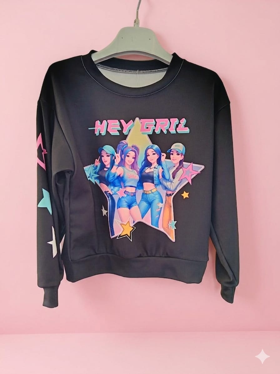 Maglia Manica Lunga Bambina – Rosa e Nero | Taglie 4-14 Anni