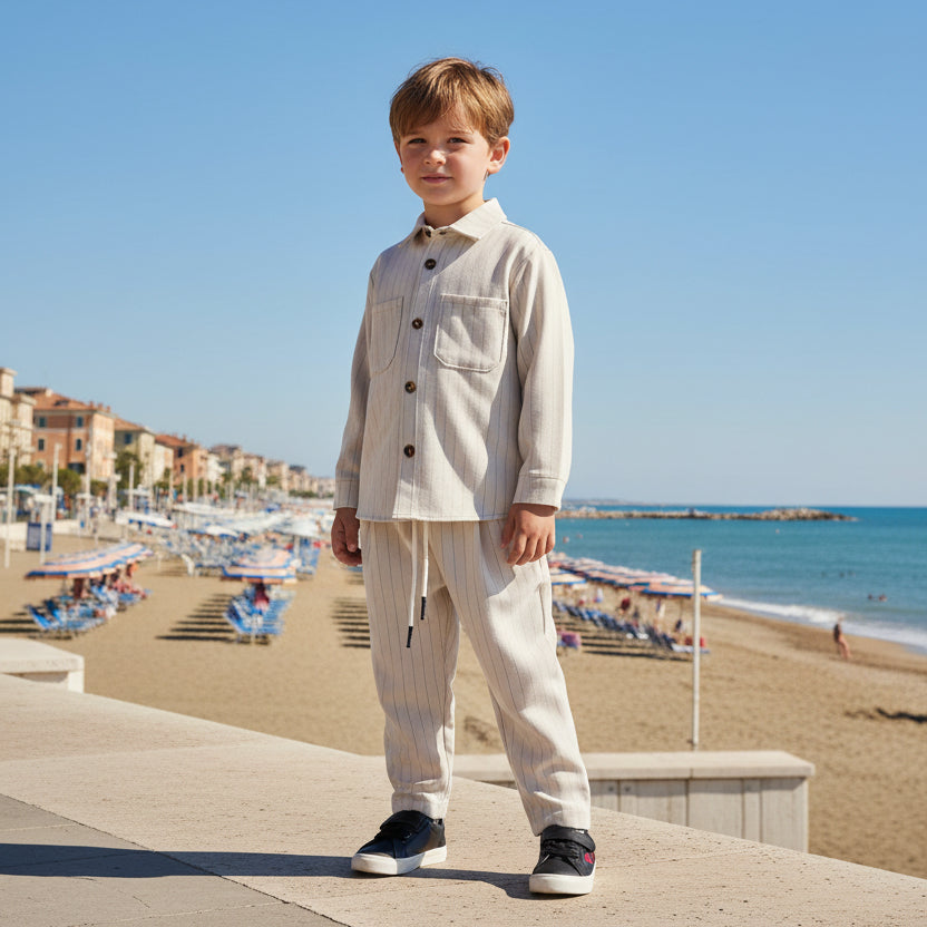 Pantalone bambino con coulisse Blu Notte flat lay – Made in Italy | I Narcisi

