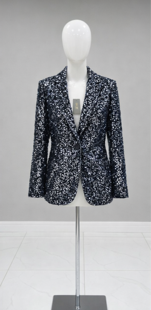 Giacca Donna con Brillantini Made in Italy – Blazer Glitter Elegante per Feste e Capodanno