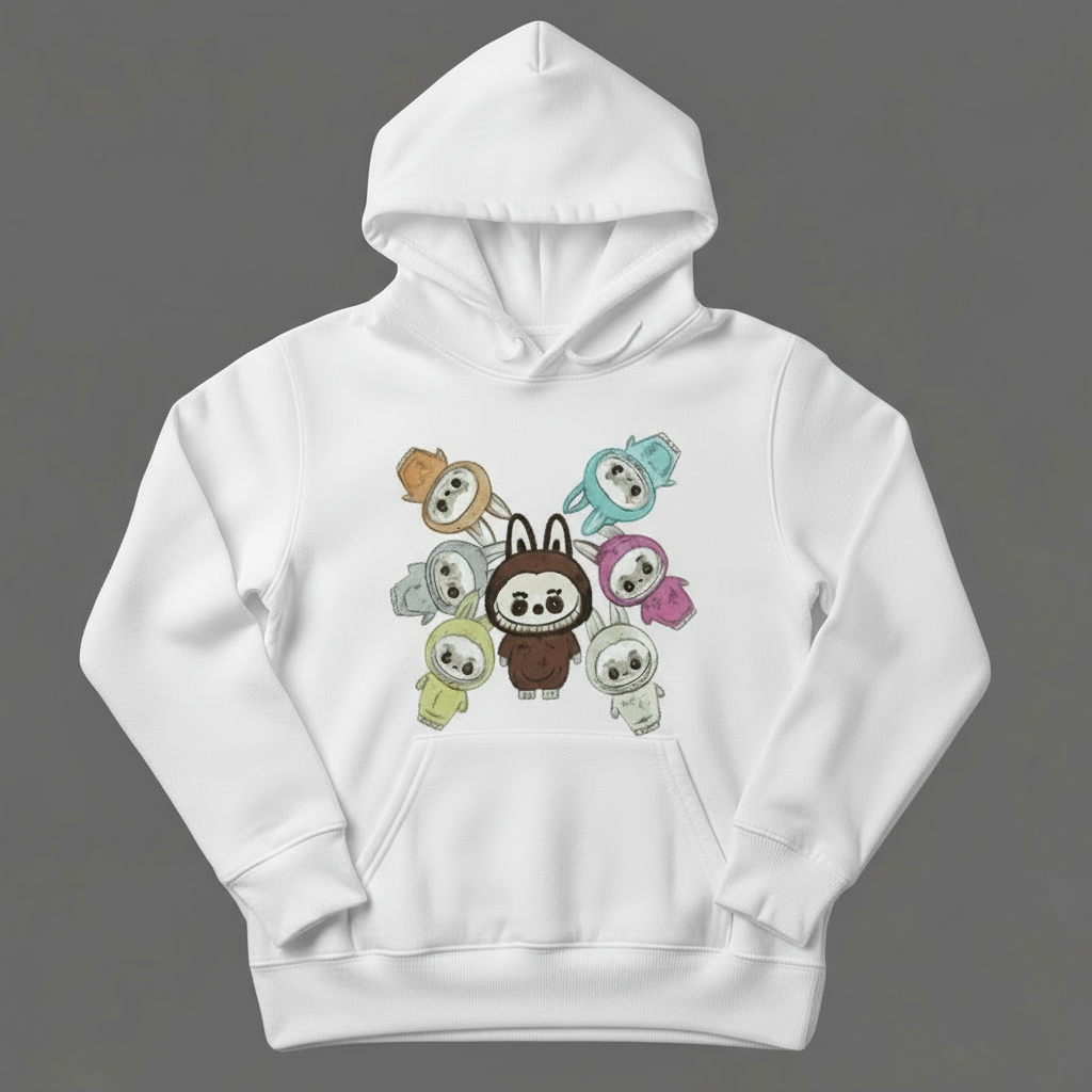 Felpa con Cappuccio Unisex Labubu – Bambini e Adulti Made in Italy