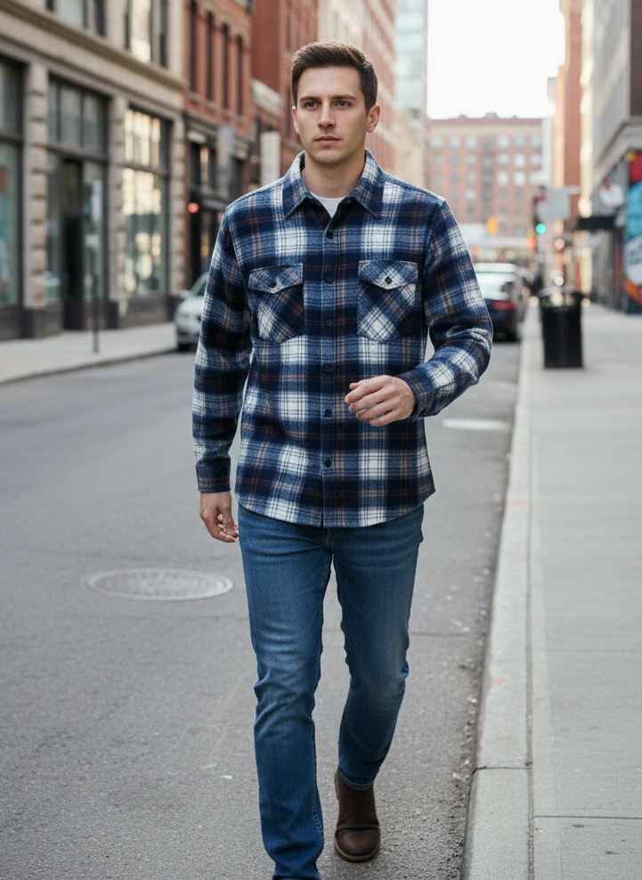 Camicia in Flanella Uomo Tartan Morbida e Calda