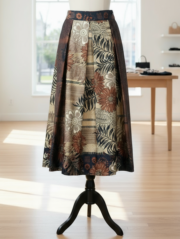 Gonna Midi Vintage Stampa Floreale – Stile Boho Chic Made in Italy Donna