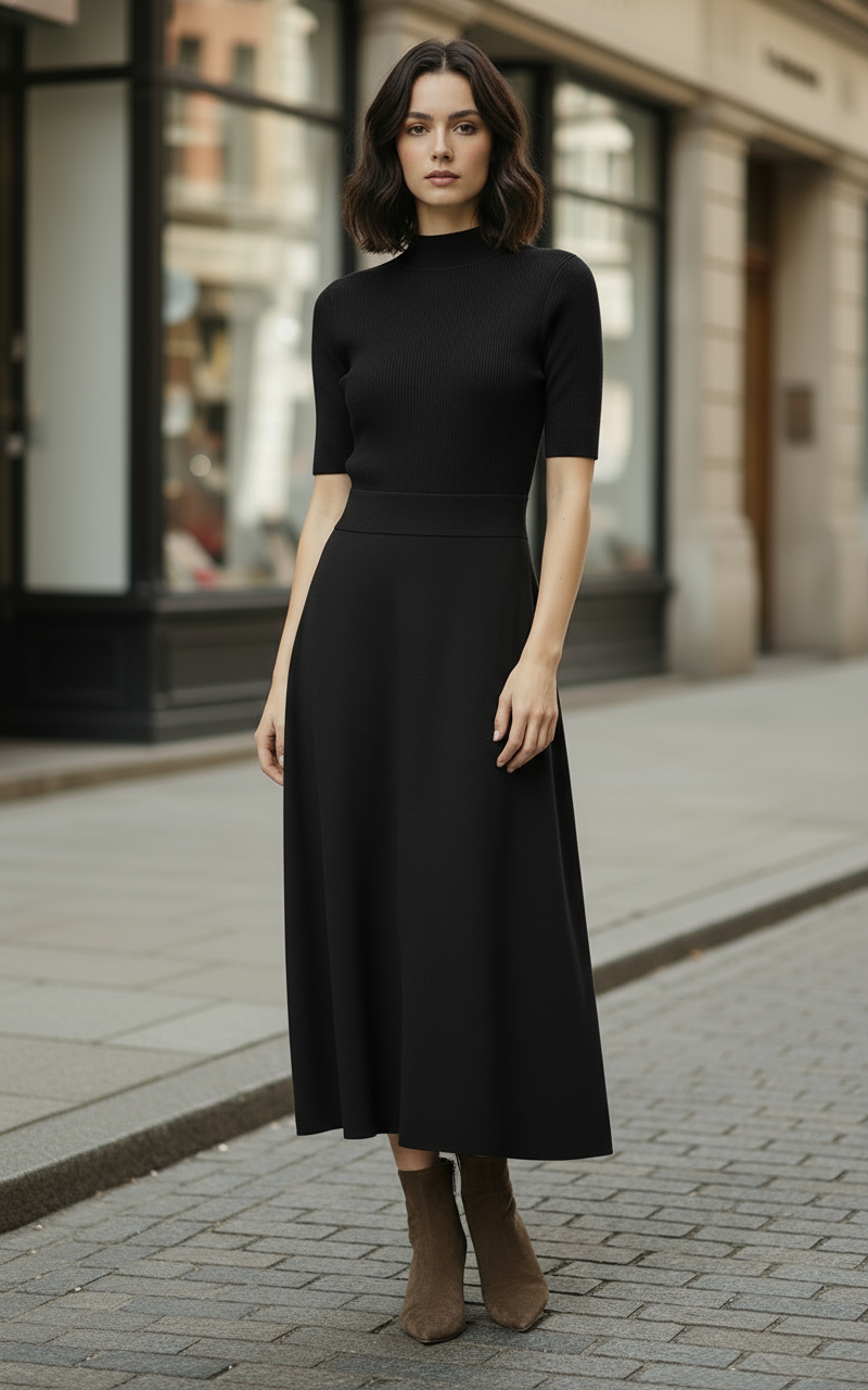 Completo Invernale Donna Maglia Gonna Made in Italy – Verde Bianco Elegante