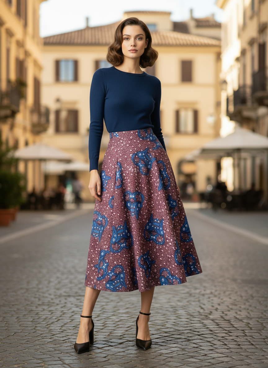 Gonna Lunga Svasata Donna Fantasia Etnica – Stile Vintage Cotone Made in Italy