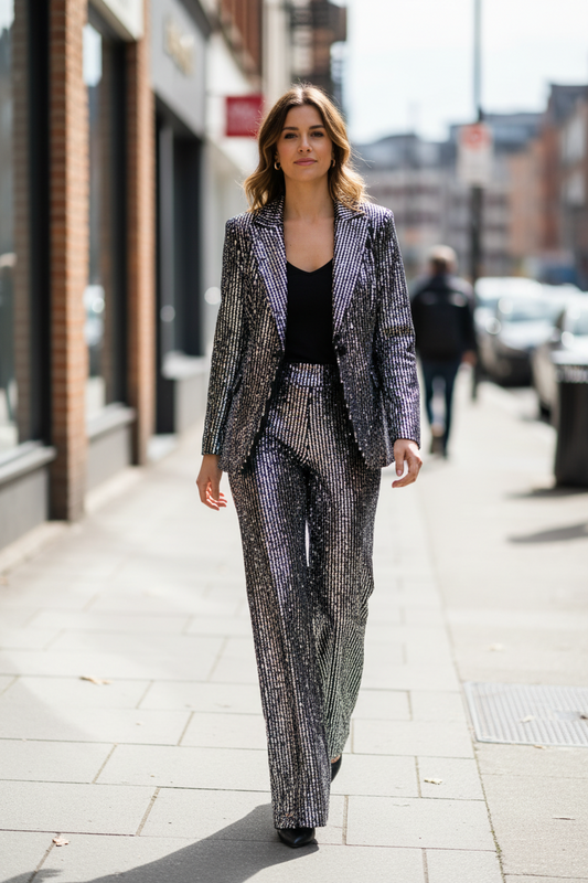 Giacca Donna con Brillantini Made in Italy – Blazer Glitter Elegante per Feste e Capodanno