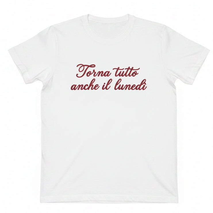 T-Shirt Donna Taglia Unica con Frasi Ironiche Stampa Effetto Ricamo