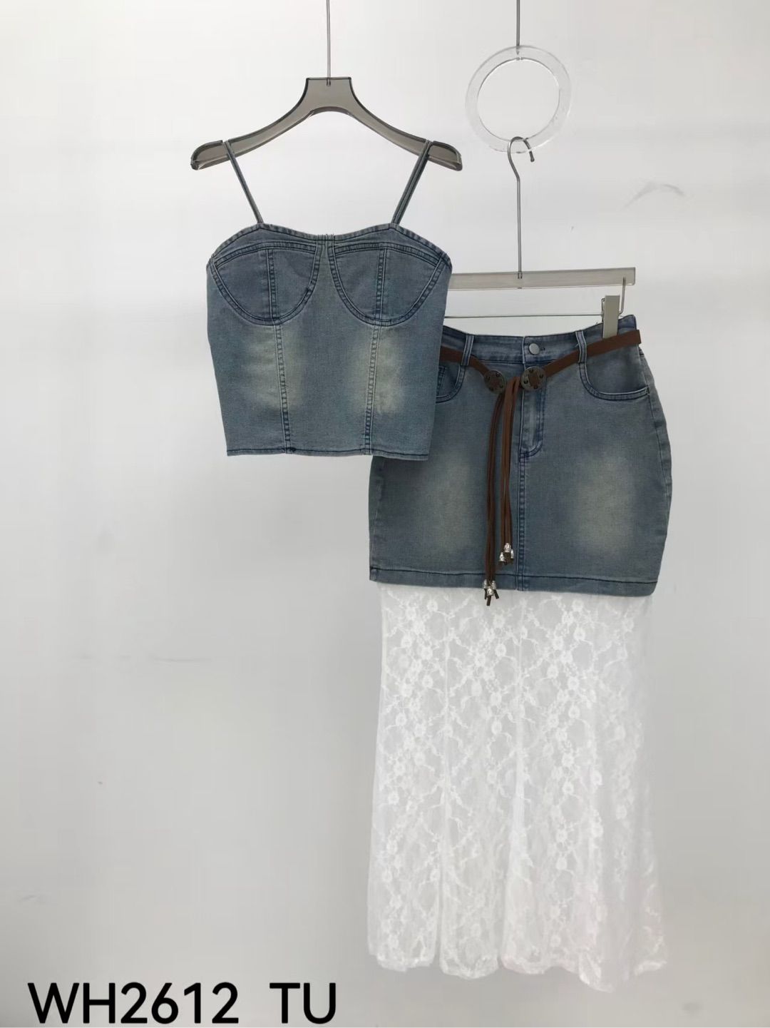 Gonna jeans donna completo coordinato vista laterale – I Narcisi PE 2026