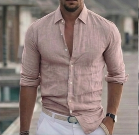 Camicia in Lino Uomo Made in Italy – Tinta Unita, Colletto Classico, Laccetto Manica | Tanti Colori
