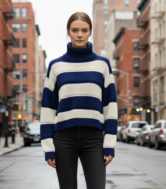 Dolcevita Donna a Righe Taglia Unica – Made in Italy Elegante Versatile