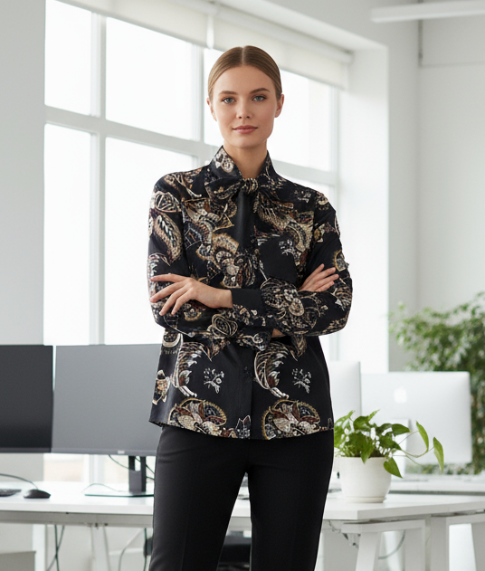 Camicetta Donna Fantasia Elegante Made in Italy – Raffinata Versatile