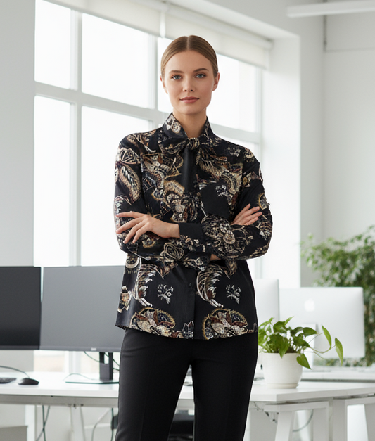 Camicetta Donna Fantasia Elegante Made in Italy – Raffinata Versatile