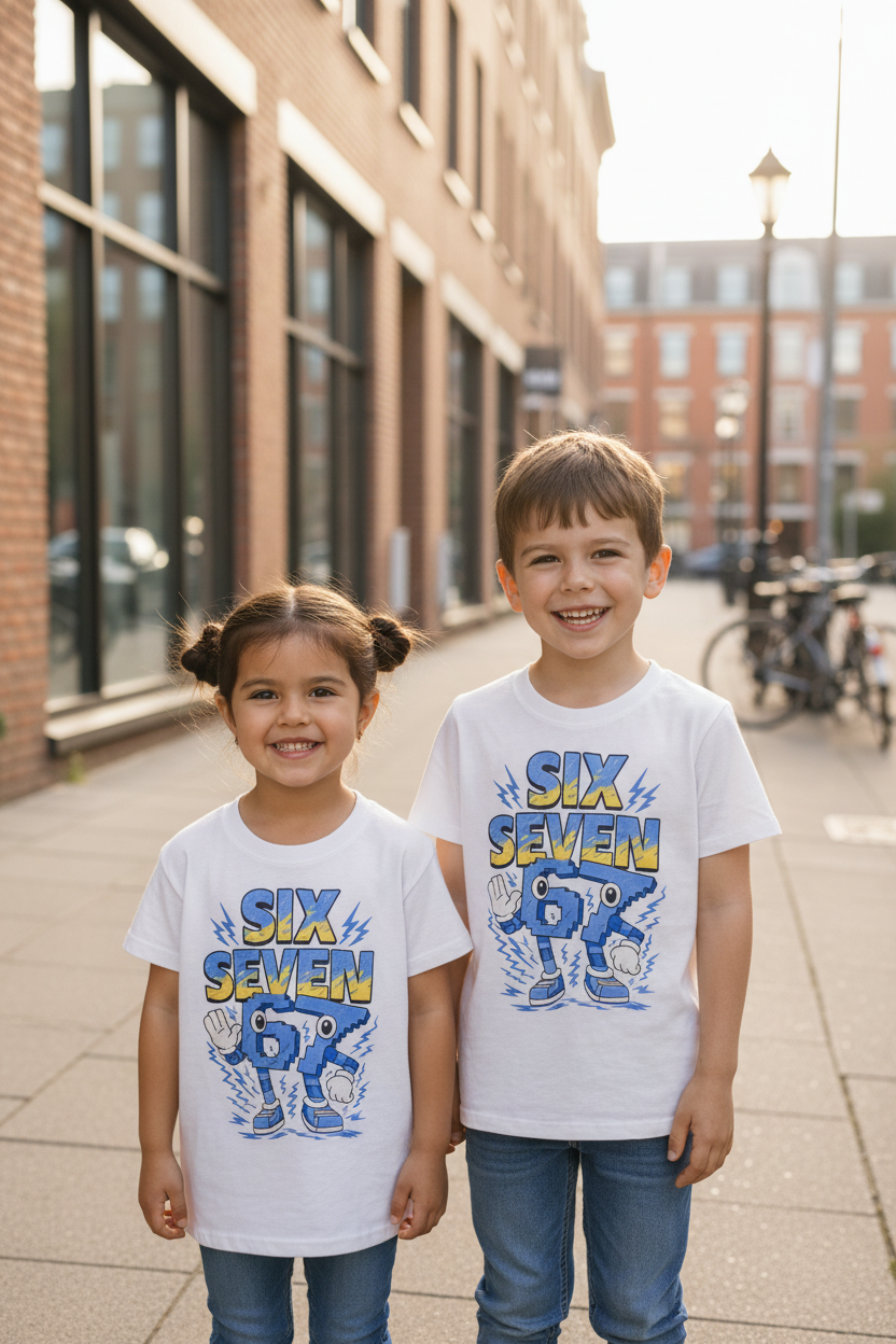 T-shirt Bambini Brainrot 'Six Seven' – Stampa Virale Made in Italy
