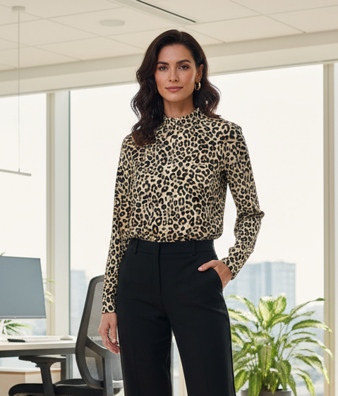 Maglia Donna Manica Lunga Effetto Velluto Maculata – Made in Italy Elegante