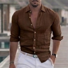Camicia in Lino Uomo Made in Italy – Tinta Unita, Colletto Classico, Laccetto Manica | Tanti Colori