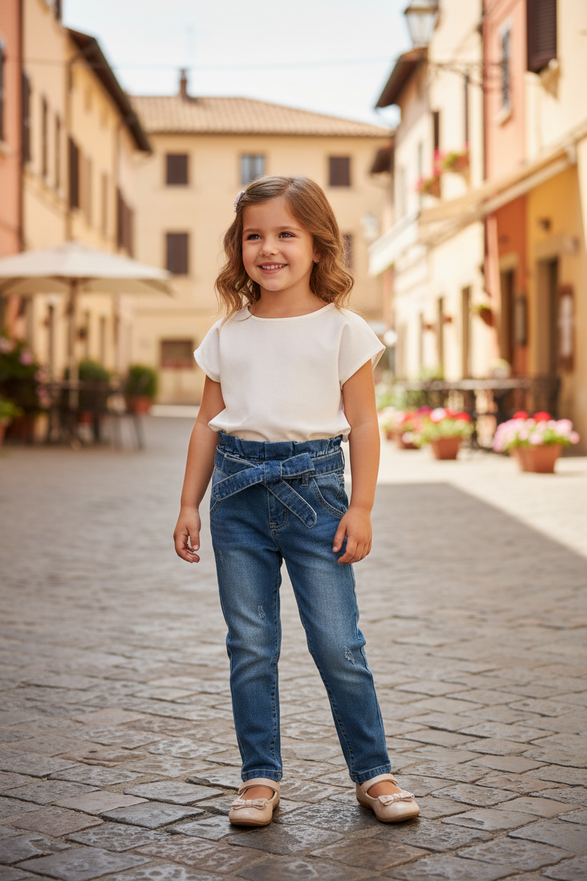 Jeans Bambina Denim Classici Comodi 4-12 Anni