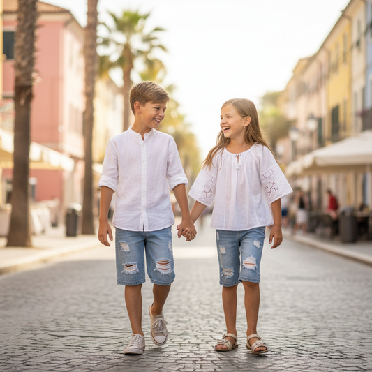 Bermuda Jeans Bambino con Strappi – Made in Italy