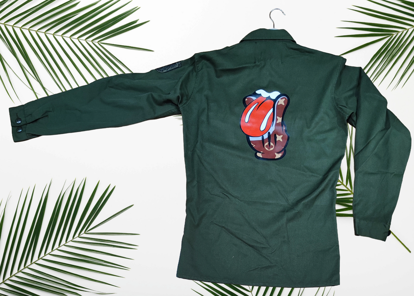 Giacca Militare Vintage Rolling Stones – Stampa “Tongue & Lips” | Unisex