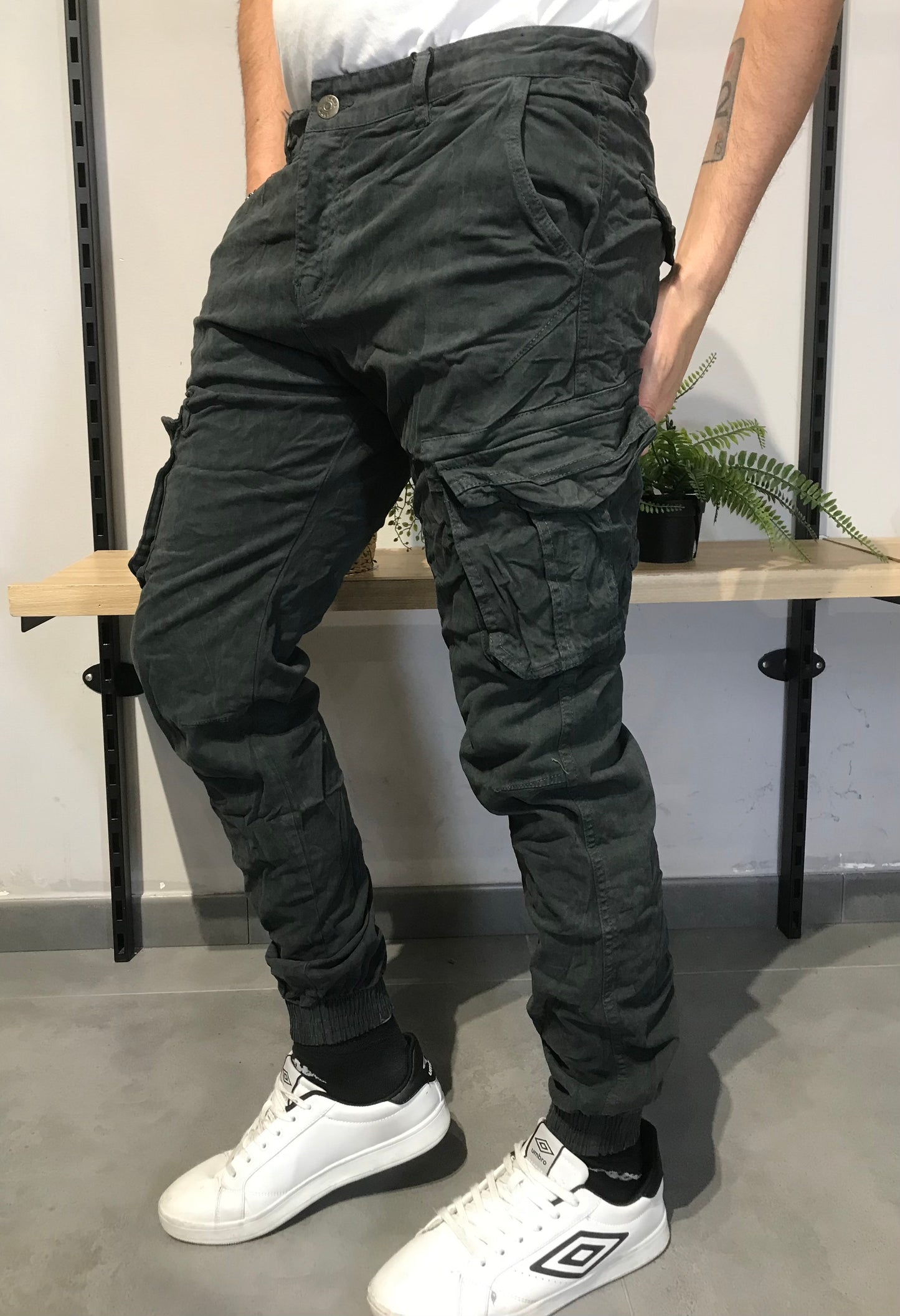 Pantalone Cargo Uomo Invernale – Blu e Grigio, Stile Streetwear