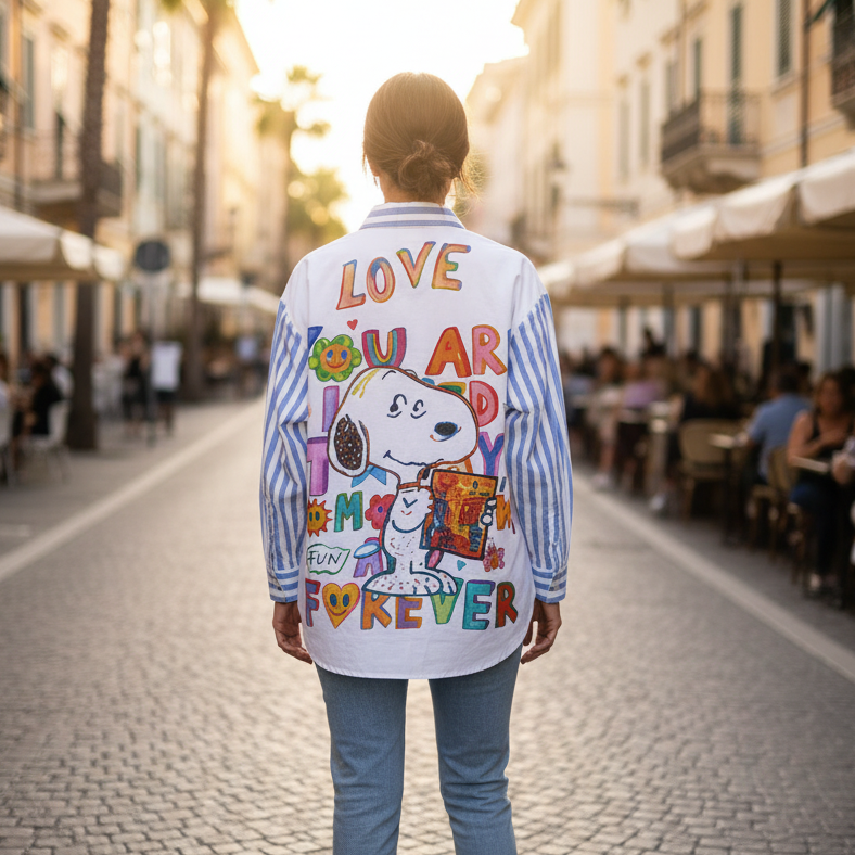 Camicia Donna Cartoon Snoopy – Stampa Pop Art Made in Italy | I Narcisi