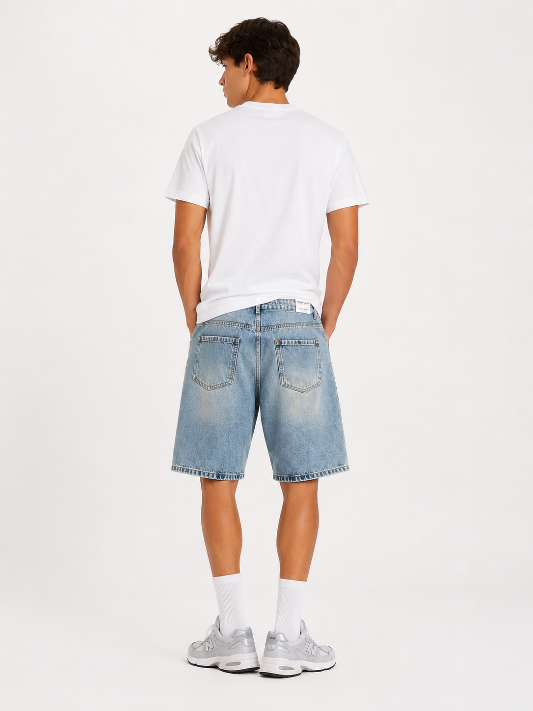 Bermuda jeans uomo strass croci vista posteriore – Taglie 42-50 – I Narcisi