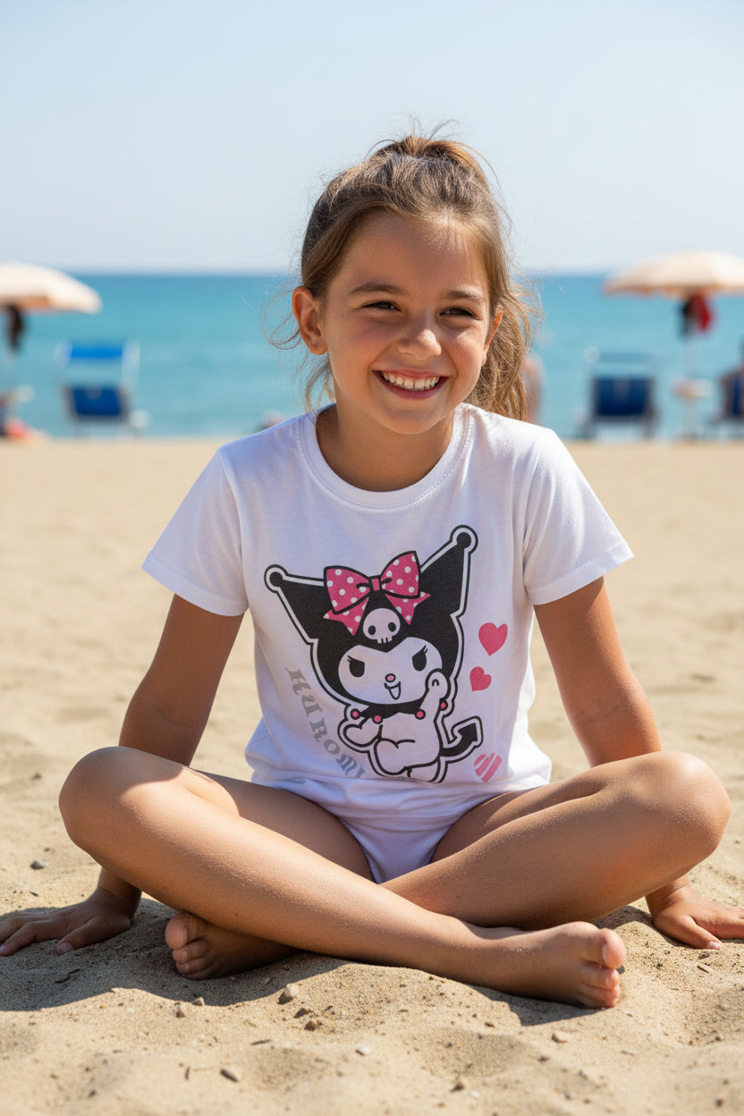 T-shirt Bambina Huromi – Stampa Colorata, Cotone 100% Made in Italy