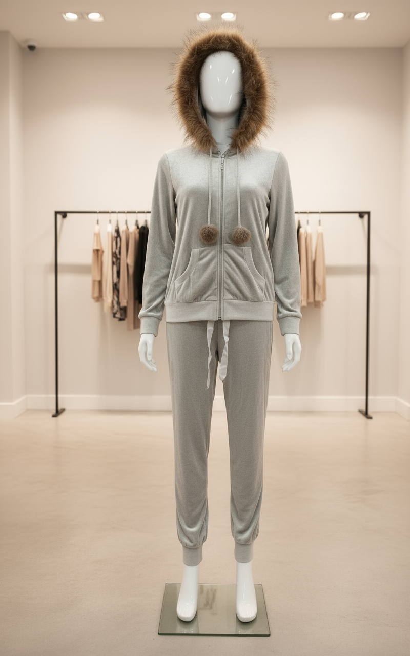 Tuta Donna in Ciniglia – Set Invernale con Felpa Zip e Pantalone Made in Italy