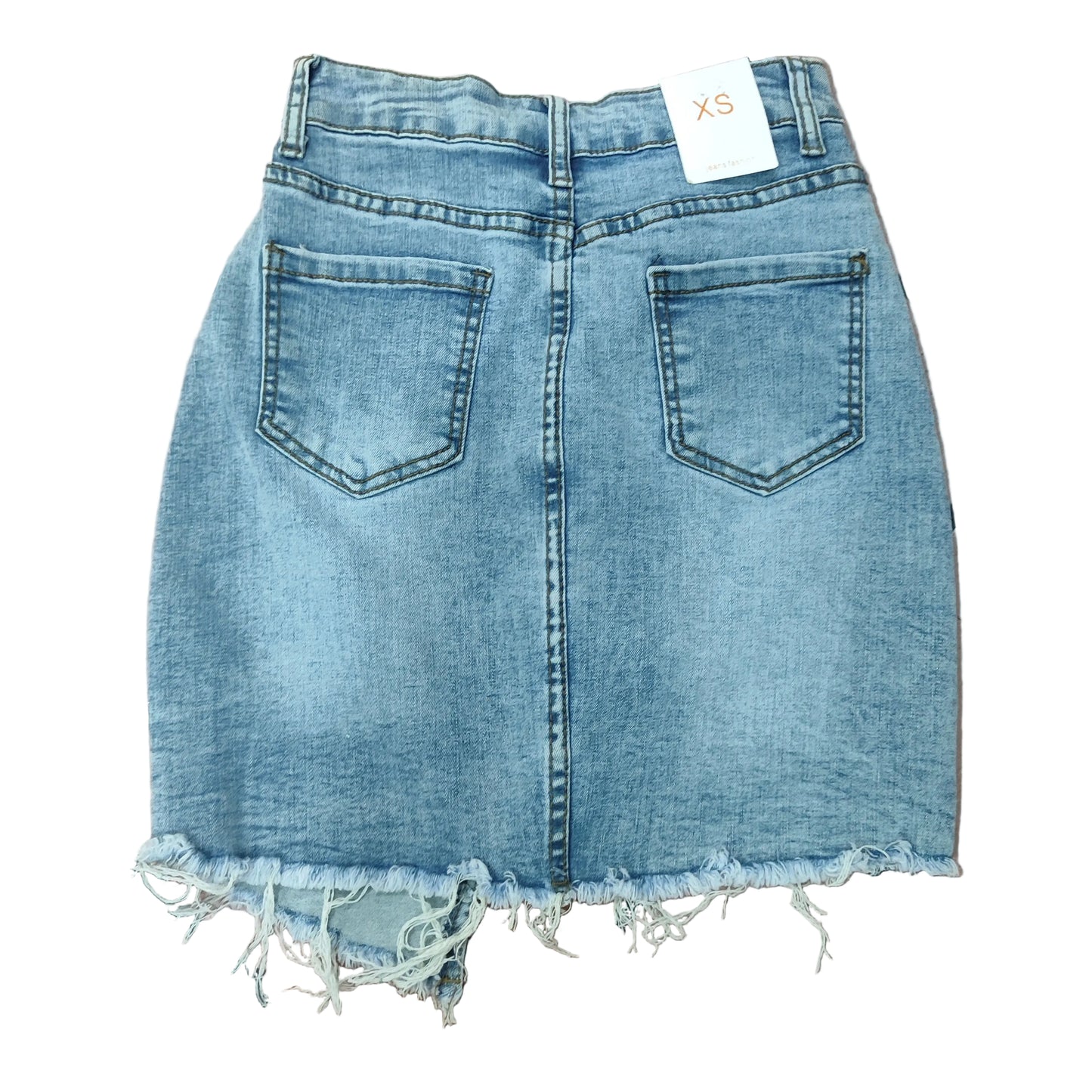 Gonna Corta Jeans Donna con Bottone Sfalsato