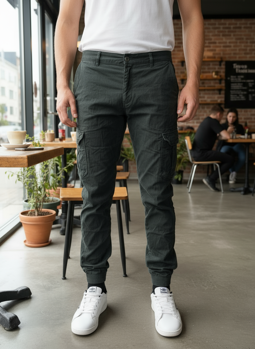 Pantalone Cargo Invernale Uomo – Blu / Grigio, Tasconi & Polsini Elasticizzati
