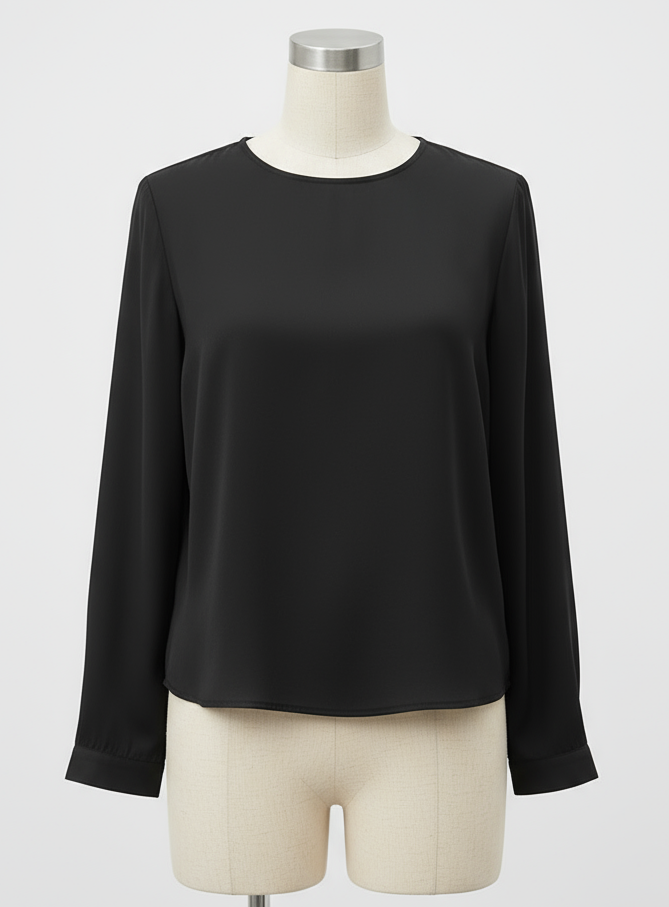 Camicetta Nera Donna Maniche Lunghe con Allacciatura Dietro al Collo – Elegante Sensuale