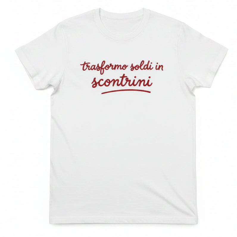 T-Shirt Donna Taglia Unica con Frasi Ironiche Stampa Effetto Ricamo