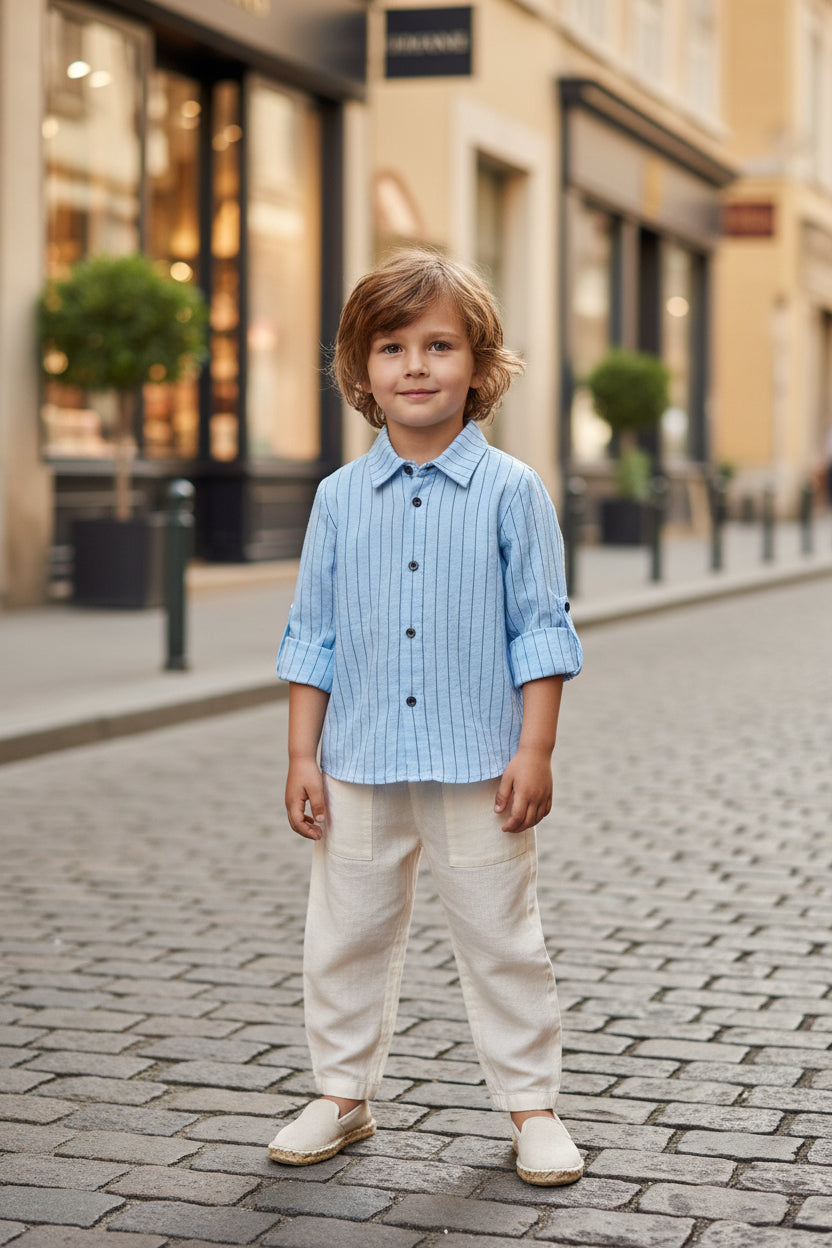 Camicia Bambino Misto Viscosa – Manica Regolabile Made in Italy