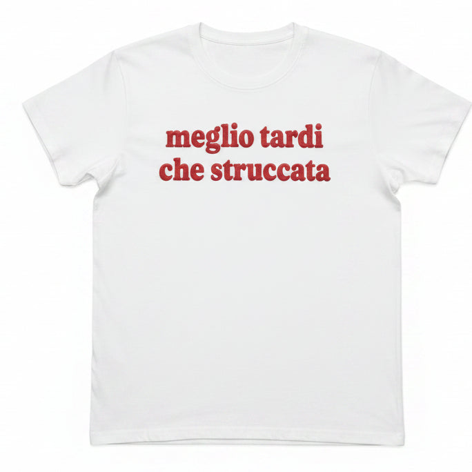 T-Shirt Donna Taglia Unica con Frasi Ironiche Stampa Effetto Ricamo