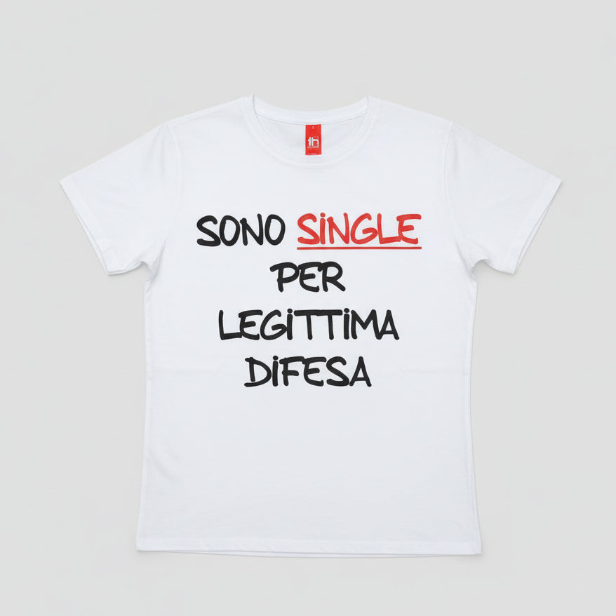 T-shirt Uomo Sono Single per Legittima Difesa Divertente Made in Italy