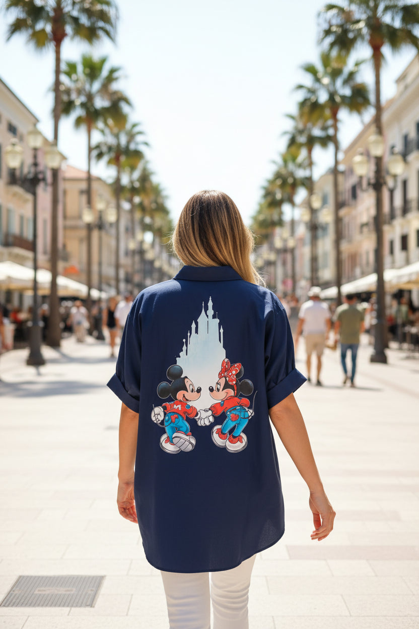 Camicione Donna Oversize in Cotone con Stampa Cartoon – Pezzo Unico