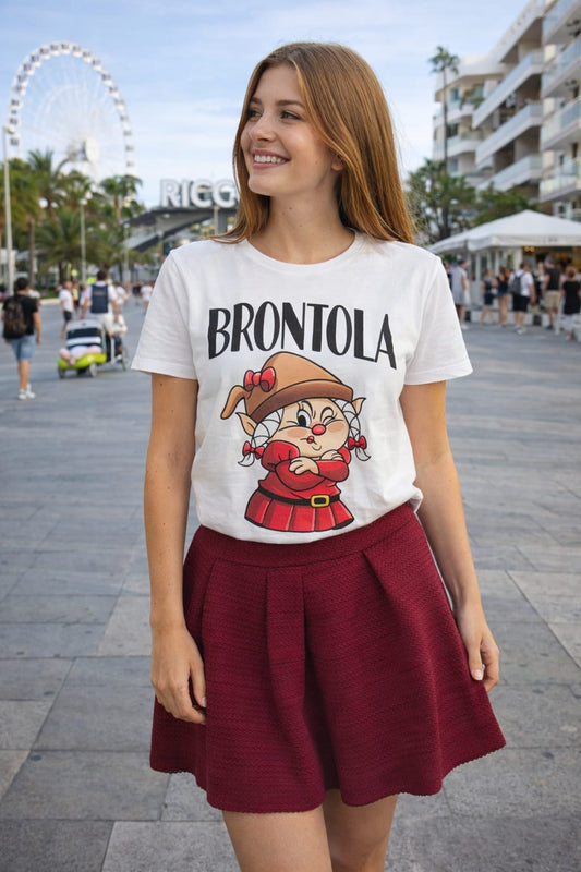 T-Shirt Brontola donna Made in Italy in cotone - vista frontale

