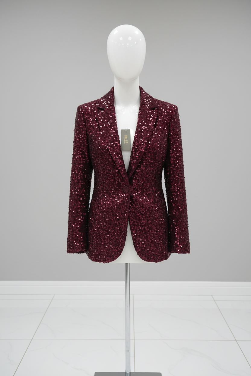 Giacca Donna con Brillantini Made in Italy – Blazer Glitter Elegante per Feste e Capodanno