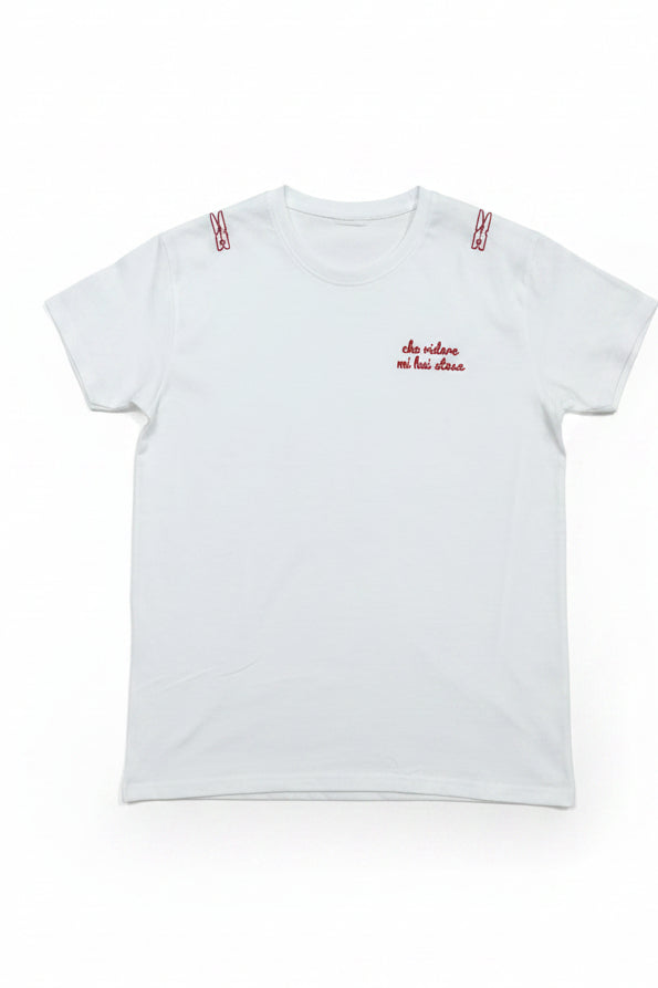 T-Shirt Donna Taglia Unica con Frasi Ironiche Stampa Effetto Ricamo