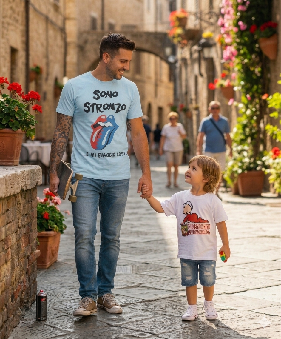 T-Shirt Bambino "Sono Stronzetto e mi piaccio così" Bianca – Mini Me Made in Italy