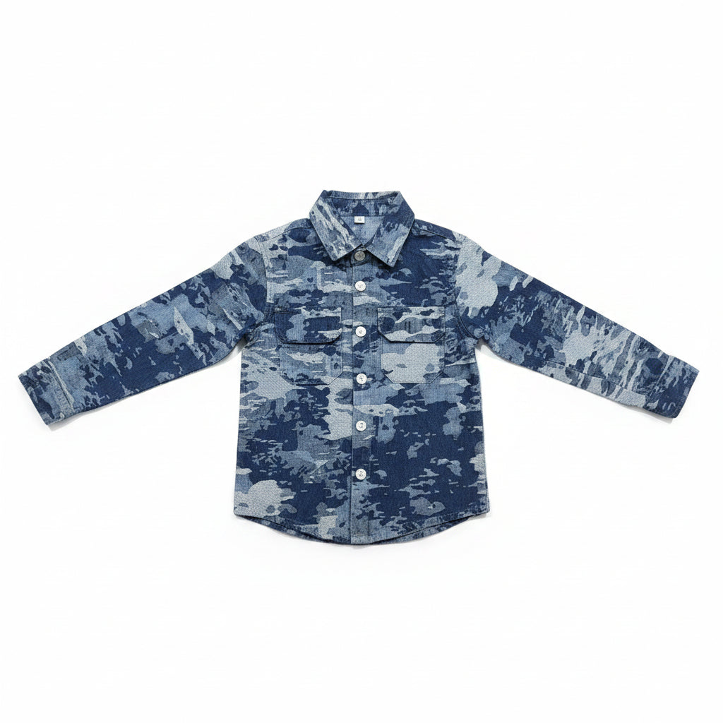 Camicia Jeans Bambino Fantasia Mimetica – Made in Italy